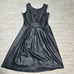 SOLGEE Dress Womens M Silver Metallic Sleeveless Fit Flare ALine Party Cocktail